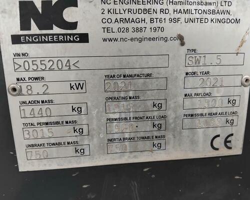 NC SW 1,5Tuny,, Otoč,, Šíře stroje 125cm