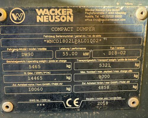 WACKER NEUSON DW90 MOŽNOST CZ SPZ