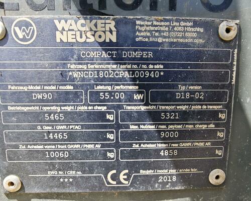 WACKER NEUSON DW90 STROJ MÁ CZ SPZ