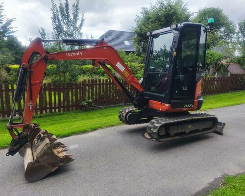 Minibagr KUBOTA U27-4, r.2018, 2,7t, 3x lžíce