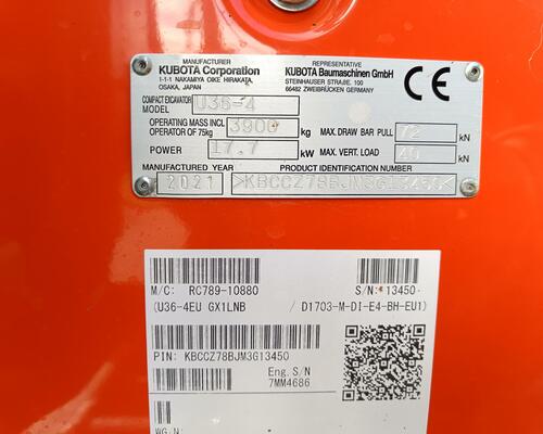 Minibagr Kubota U 36-4 r.v.2021
