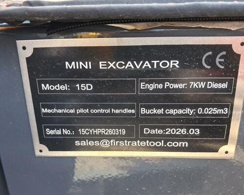 Minibagr MIVA 15D Hmotnost 1500 KG