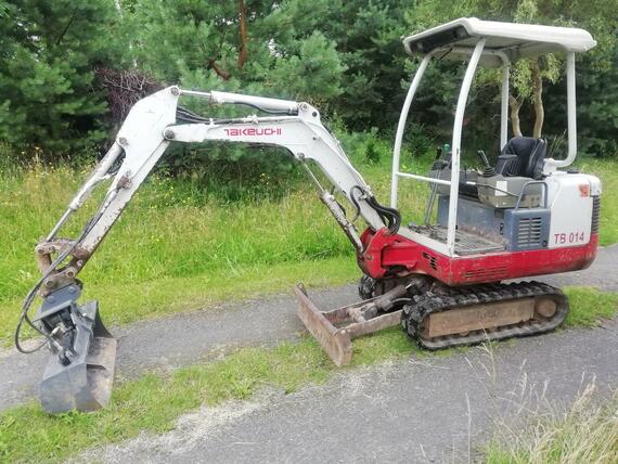 Minibagr Takeuchi TB 014,2x podkop.lžice + hydr. svahovka, rychloupínák
