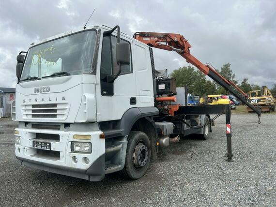 Hákový nosič kontejnerů IVECO AT190S36+HYDRAULICKÁ RUKA ATLAS+PLATO