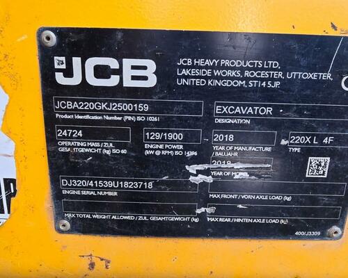 Pásový bagr JCB 220X L, rok výroby 2018, 7486 motohodin