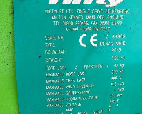 Přívěsná pracovní plošina NIFTYLIFT 170, r.v. 2018