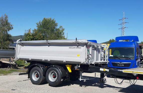 Tandemový sklápěcí přívěs MEILLER MZDA 1822 M Hardox / ZVEDACÍ NÁPRAVA / plachtta / WABCO SmartBoard / provozní 4.840 kg