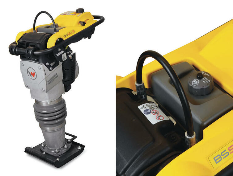 Dvoutaktní pěch Wacker Neuson BS 60-2i a detail olejové nádrže pěchu BS 50-2i